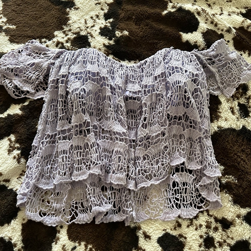 re:named Lavender Lace Off-Shoulder Blouse